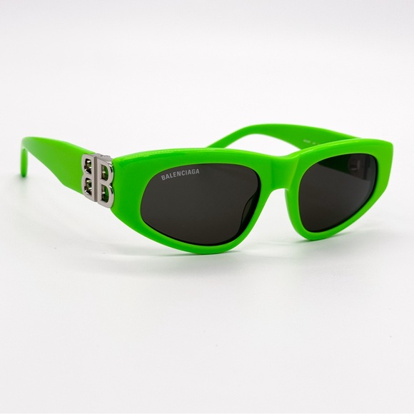 NEW BALENCIAGA BB0095S 009 OVAL GREEN GREY WOMEN SUNGLASSES BALENCIAGA - Picture 1 of 15